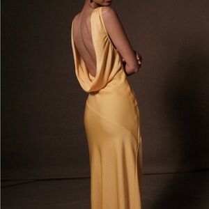 NADIA Maxi Satin Dress With Back Cowl